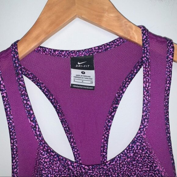 Nike Tank Top Size Small Purple Patterned Dri-fit Printed Crew Running Singlet - Picture 5 of 8